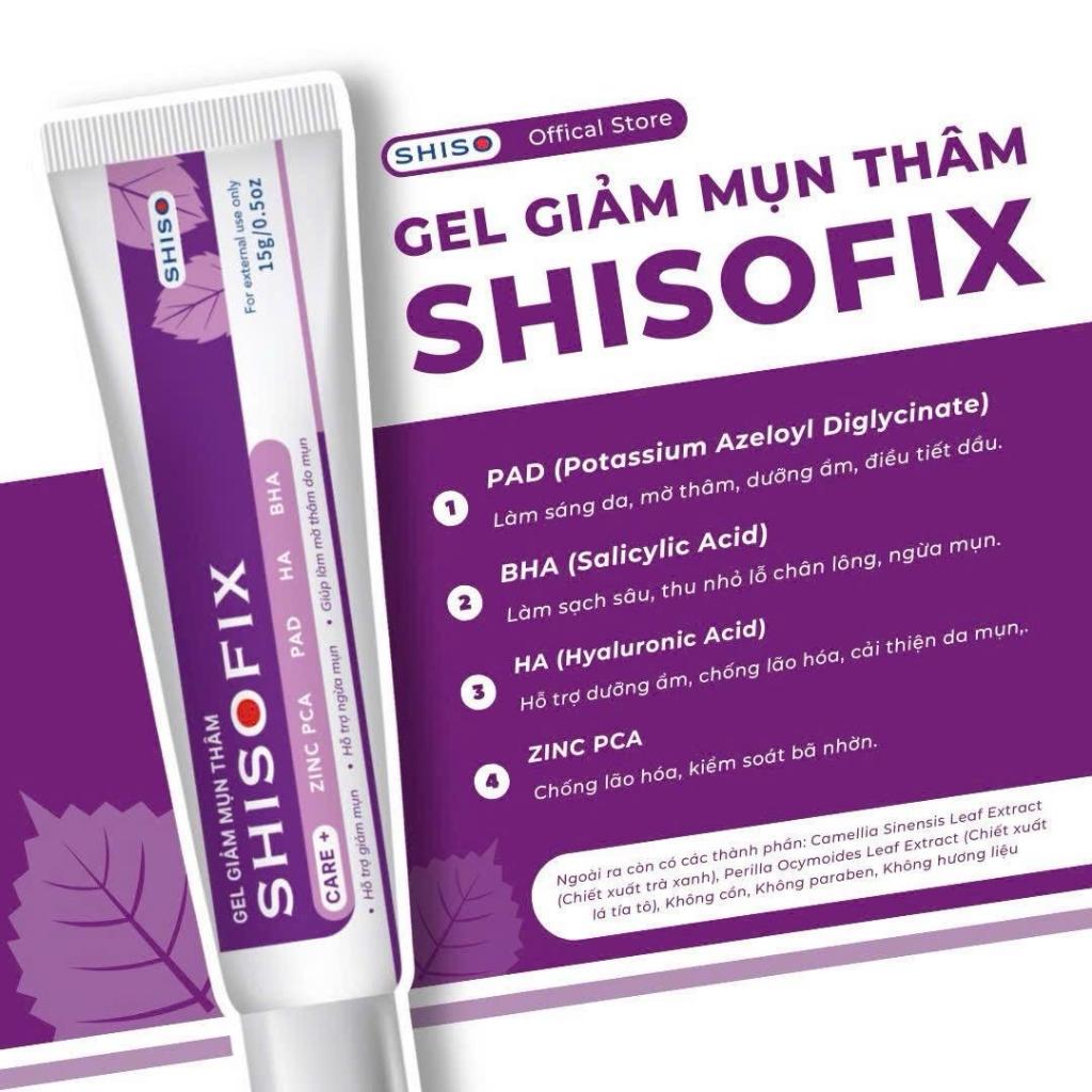 Gel Giảm Mụn Mờ Thâm SHISOFIX Giúp Kiểm Soát Dầu Nhờn, Mờ Thâm Sau Mụn (15g)