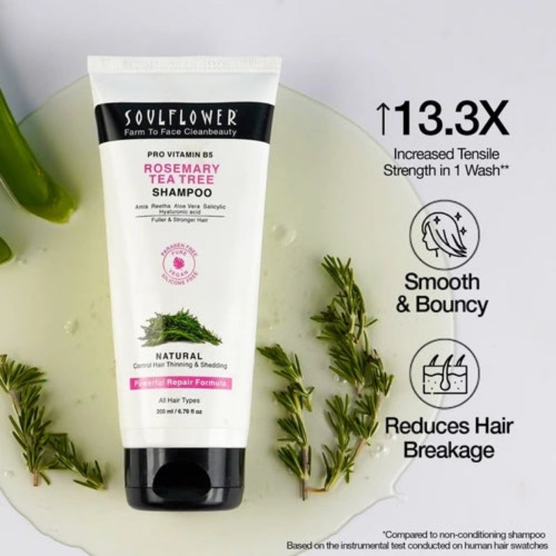 Dầu gội dưỡng ẩm Hương thảo, tràm trà Soulflower 200ml