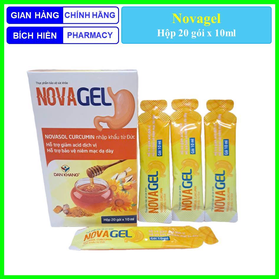 Novagel hộp 20 gói x 10ml giúp giảm nguy cơ viêm loét dạ dày tá tràng