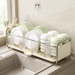  Kệ úp chén và bát đĩa thông minh có khay giá úp bát và để đĩa chén inox 304 chống gỉ 