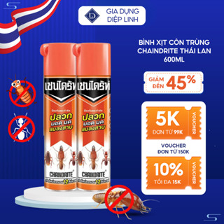 Bình xịt muỗi, kiến, gián ChainDrite Thái Lan 600ml, xịt côn trùng an toàn tuyệt đối cho gia đình