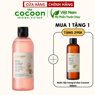 Combo Nước sen Hậu Giang (toner) 310ml - Nước tẩy trang bí đao Cocoon tẩy sạch makeup & giảm dầu 500ml