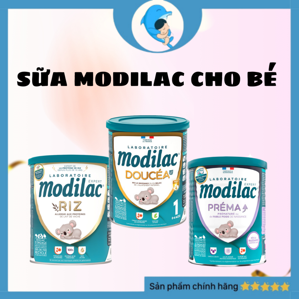 Sữa công thức Modilac 1,2,3 lon 800g cho bé từ 0 đến 36 tháng, 3 dòng Expert Préma - Doucéa - Expert Riz  MECAHEO