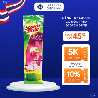 Găng tay cao su Scotch Brite 3M cao su thiên nhiên an toàn cho da có móc treo rửa chén bát.