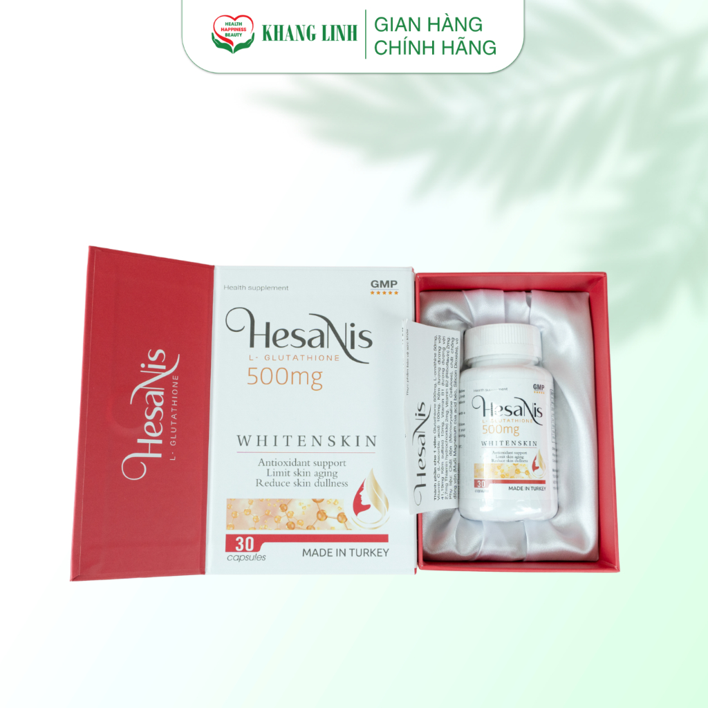 Viên uống trắng da Hesanis ( Glutathion , Orthinin, Vitamin C) Thổ Nhĩ Kì - Hỗ trợ làm sáng da, trẻ 
