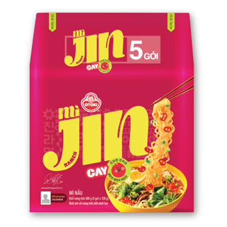Lốc 5 gói mì Jin Cay Otoki hương vị chuẩn Hàn, vị cay bùng nổ (120gx5)