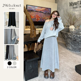 Chân Váy Thun Dài Dáng Xoè Chữ A Nữ Tính Thu Đông, Chân Váy Nữ Dáng Dài Xòe Bồng Tiểu Thư Hàn Quốc - 29feb.closet - CV62