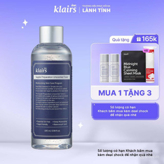 [CP x Dear, Klairs] Nước hoa hồng Dear, Klairs Supple Preparation Unscented Toner 180ml-Qùa tặng trong Livestream