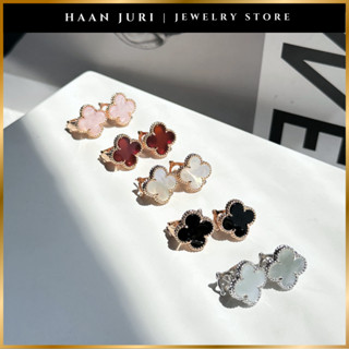 Bông tai Haan Juri CLOVER Cỏ 4 Lá May Mắn cao cấp mạ vàng 18K (Mặt LỚN)