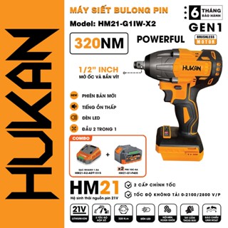 Máy siết bulong pin HUKAN HM21-G1IW-X2, 320Nm, Không chổi than