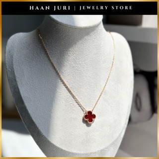 Vòng cổ, Dây chuyền Haan Juri CLOVER Cỏ 4 Lá May Mắn cao cấp mạ vàng 18K (Mặt LỚN)