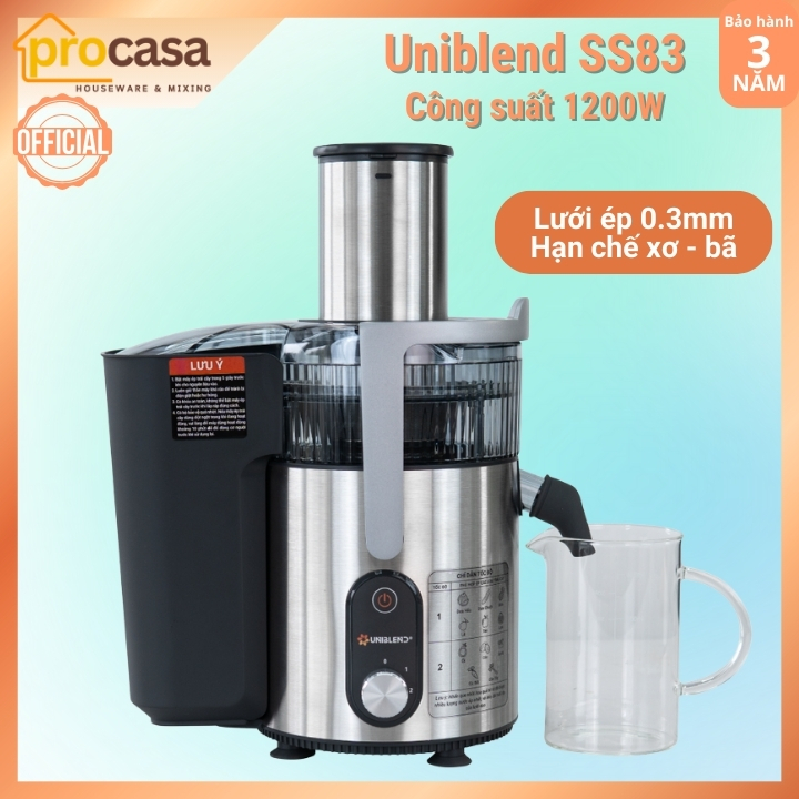 Máy ép trái cây nhanh công nghiệp Uniblend SS-83 - 1200W - lưới ép 0.3mm hạn chế xơ - Phù hợp cho quán và gia đình SS83