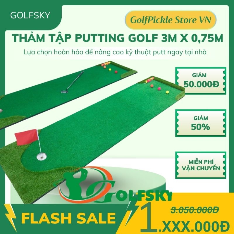 THẢM TẬP PUTTING GOLF - GOLFSKY 3M X 0.75M