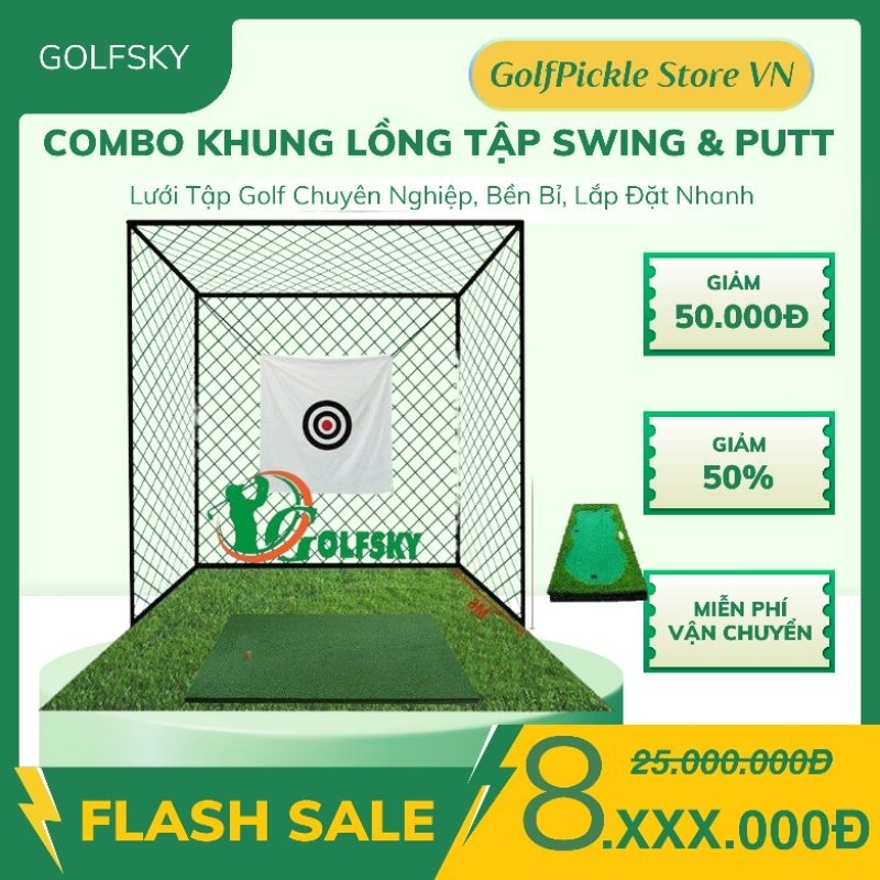 COMBO FULLSET KHUNG LỒNG + THẢM TẬP SWING & PUTTING GOLF TẠI NHÀ – GIẢI PHÁP TẬP LUYỆN HOÀN HẢO!
