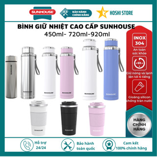 Bình giữ nhiệt Inox 304 2 lớp cao cấp Sunhous 450ml -920ml, giữ nóng/lạnh 4h-6h, an toàn sức khỏe