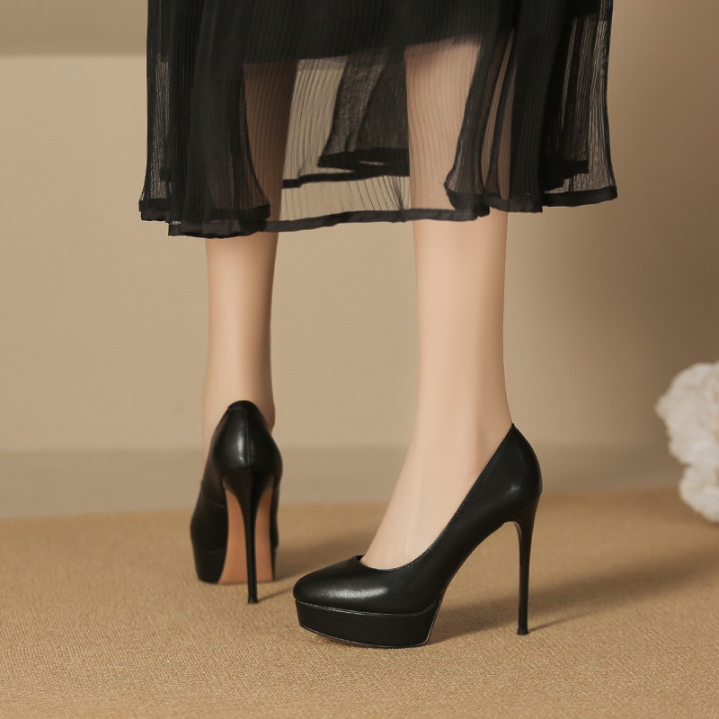 Giầy cao gót quảng châu cao cấp đúp đế, chiều cao 12cm (HT136-3)