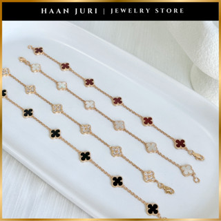 Vòng tay, Lắc tay Haan Juri CLOVER Cỏ 4 Lá May Mắn cao cấp mạ vàng 18K (Mặt NHỎ)