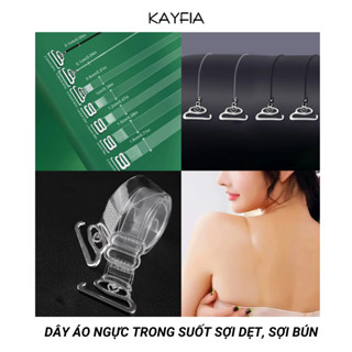 KAYFIA - Set 2 Dây Áo Ngực Chất Liệu Nhựa Dẻo Trong Suốt Siêu Dai, Sợi Dẹt, Sợi Bún