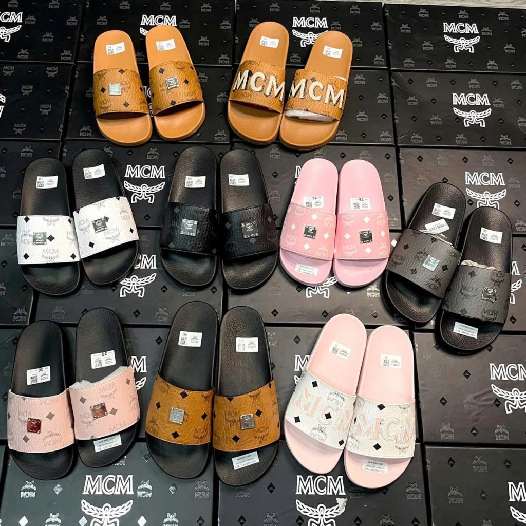 Dép M.C.M mẫu mới quai đính khuy in chữ siêu nét_Dép lê nam full mẫu hot mới nhất 2024.
