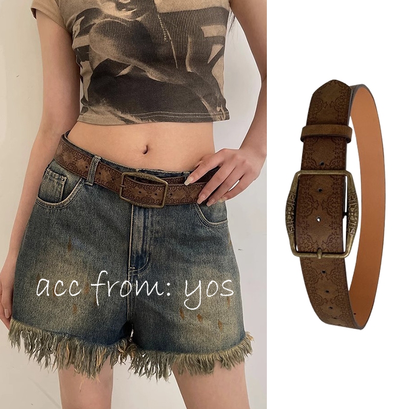 Dây Nịt Thắt Lưnq Quần Jean Y2K Phong Cách Mỹ Cổ Điển Cho Nữ