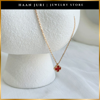  Vòng cổ dây chuyền Haan Juri CLOVER Cỏ 4 Lá May Mắn cao cấp mạ vàng 18K  Mặt NHỎ  