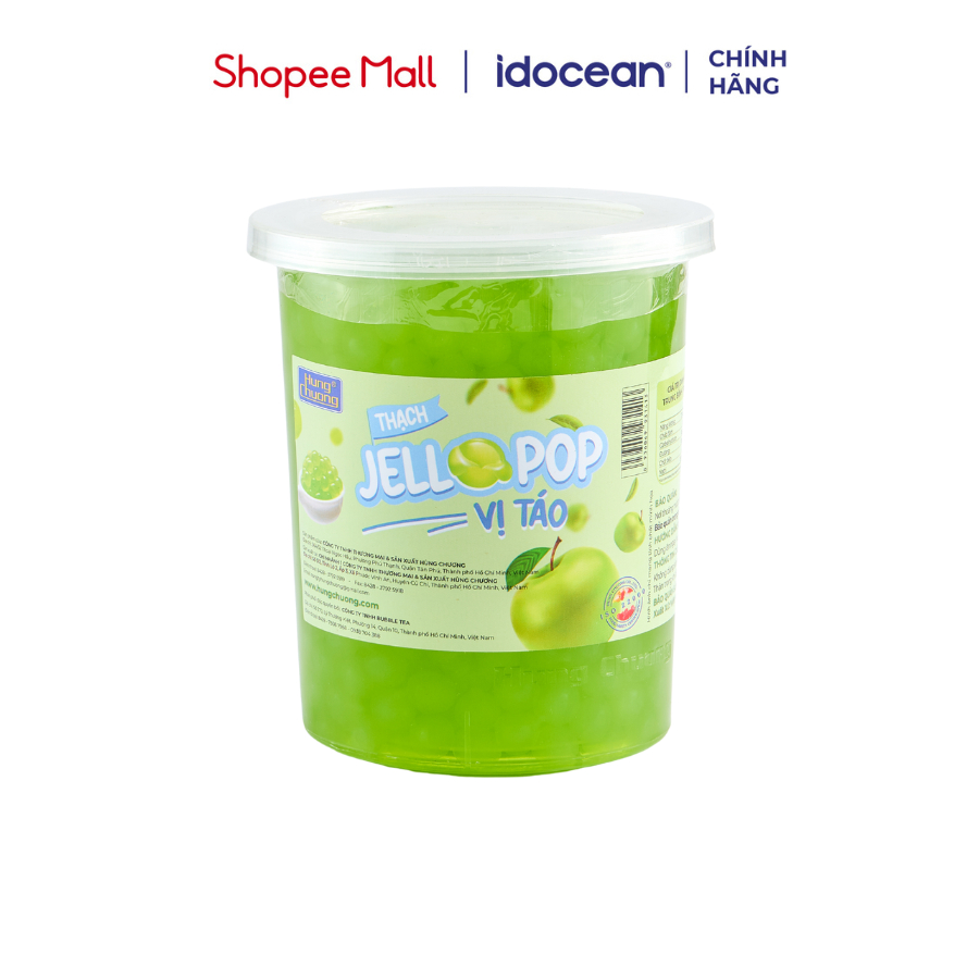 Thạch Jello Pop Vị Táo Hùng Chương 1kg (Thạch trái cây, topping trà sữa, trà trái cây, dễ bảo quản, dễ pha chế)