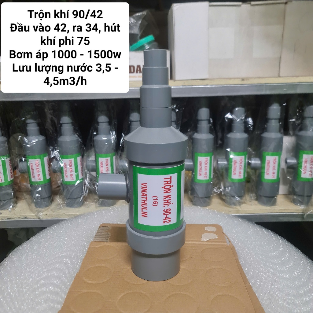 Bộ trộn khí Ejector/Venturi VINATHULIN D90/42 trong xử lí nước giếng khoan nhiễm sắt