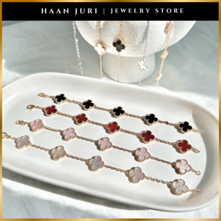 Vòng tay, Lắc tay Haan Juri CLOVER Cỏ 4 Lá May Mắn cao cấp mạ vàng 18K (Mặt LỚN)