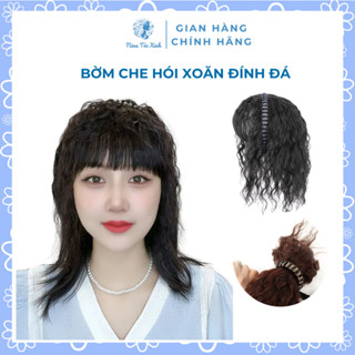  Bờm che hói xoăn có đính đá nổi bật Bờm tóc giả thời trang trung niên S06MA08 Tóc giả nữ trung niên 