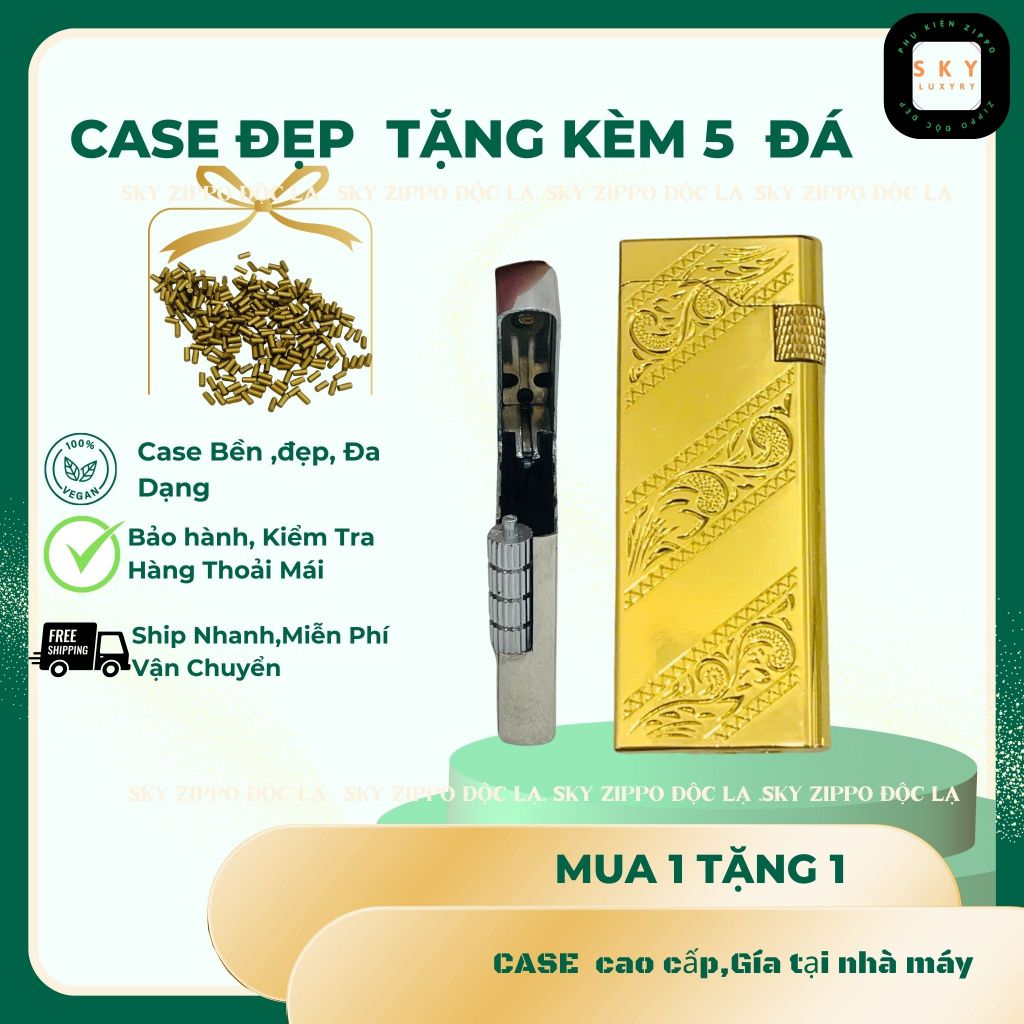 Case Dupont độc lạ, Slim vàng ,tặng 5 đá zippo (DP-0SLV)) Không Bao Gồm Nhiên Liệu