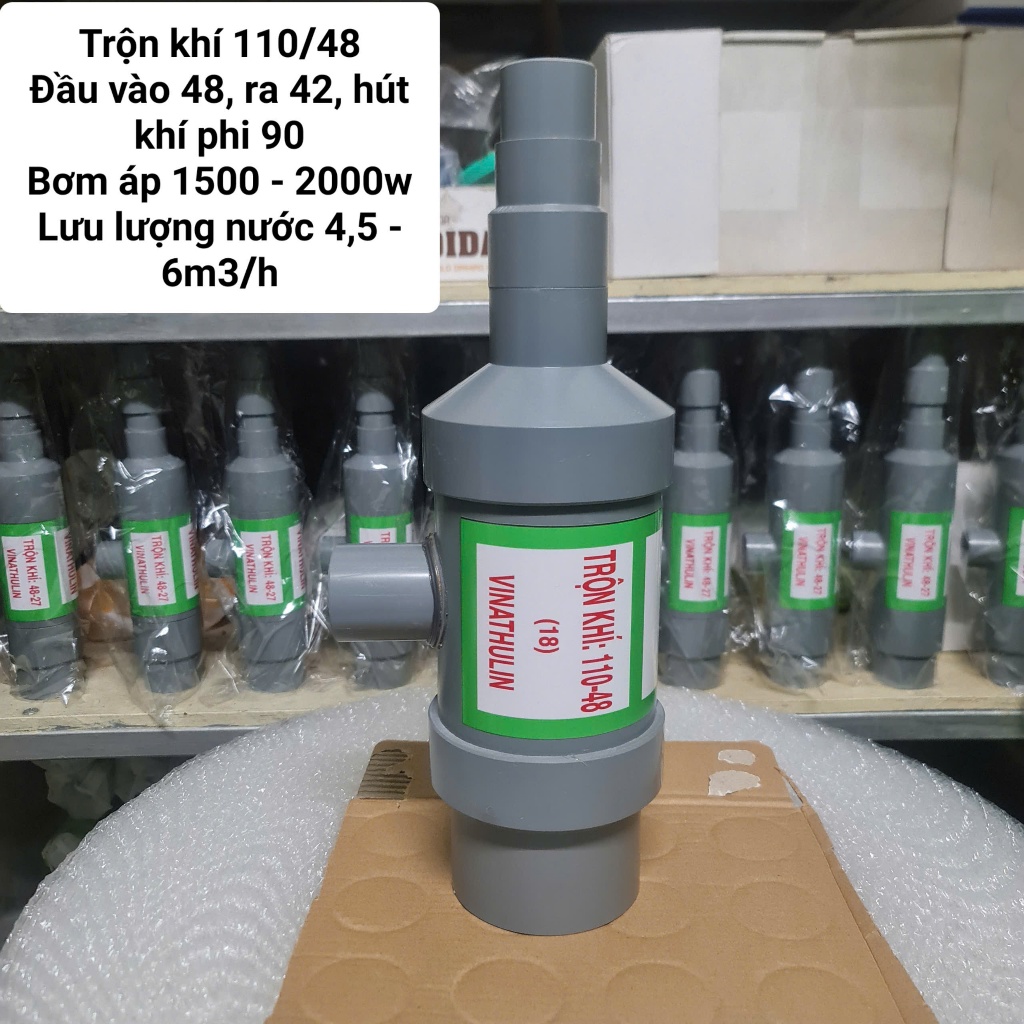 Bộ trộn khí Ejector/Venturi VINATHULIN D110/48 trong xử lí nước giếng khoan nhiễm sắt
