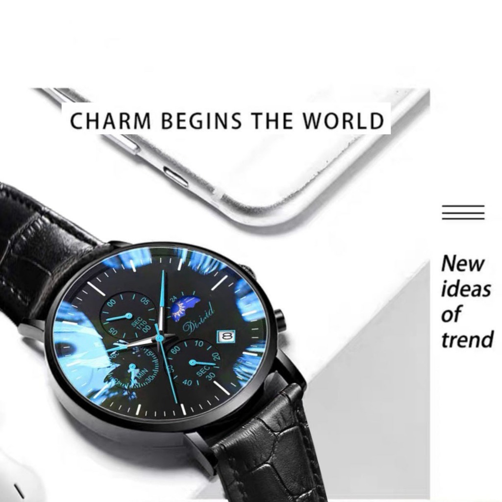 Đồng Hồ Nam Chính Hãng DIZIZID dây da cao cấp chạy full 6 kim và lịch ngày chống nước tốt | BigBuy360 - bigbuy360.vn