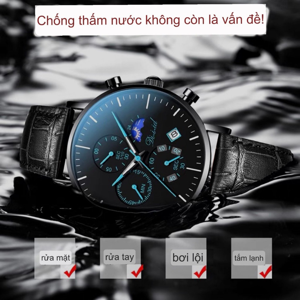 Đồng Hồ Nam Chính Hãng DIZIZID dây da cao cấp chạy full 6 kim và lịch ngày chống nước tốt | BigBuy360 - bigbuy360.vn