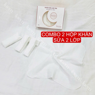 iuem SALE COMBO 2 hộp khăn sữa sợi tre lụa 2 lớp (10 cái) cho bé từ sơ sinh, mềm mại, ko bụi vải, thấm hút tốt