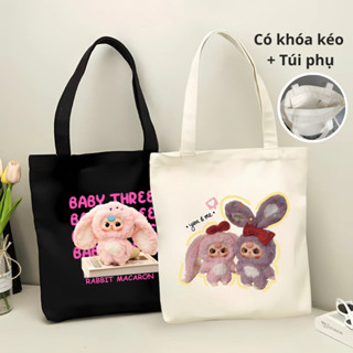 Túi Baby Three túi tote có khoá kéo và túi phụ - Túi vải canvas đi học, đi chơi - We Tee TOTE09