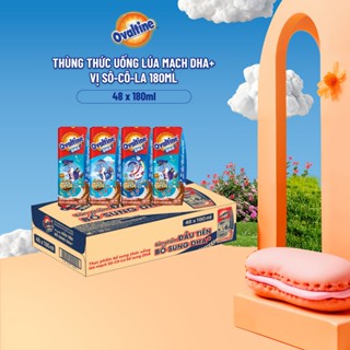 Thùng 48 hộp Thức uống lúa mạch hương vị sô-cô-la Ovaltine DHA+ (180ml x 48)