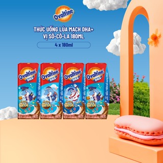 Thức uống lúa mạch hương vị sô-cô-la Ovaltine DHA+ (180ml x 4)
