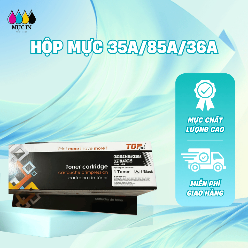 Hộp Mực 35A/ 85A/ 36A Có Lỗ Đổ Mực Và Xả Mực - Cho Máy In HP LaserJet P1006, P1005