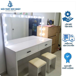  Bàn Trang Điểm Nhựa Đài Loan Sẵn Gương Và Đèn Led 
