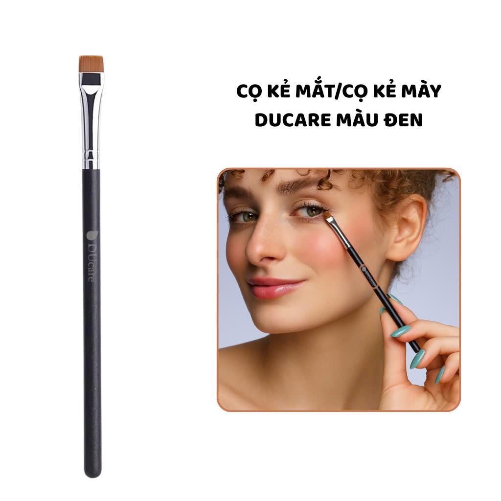 Cọ Kẻ Mắt & Kẻ Mày DUcare Màu Đen – Đầu Vát Tán Nét Chuẩn