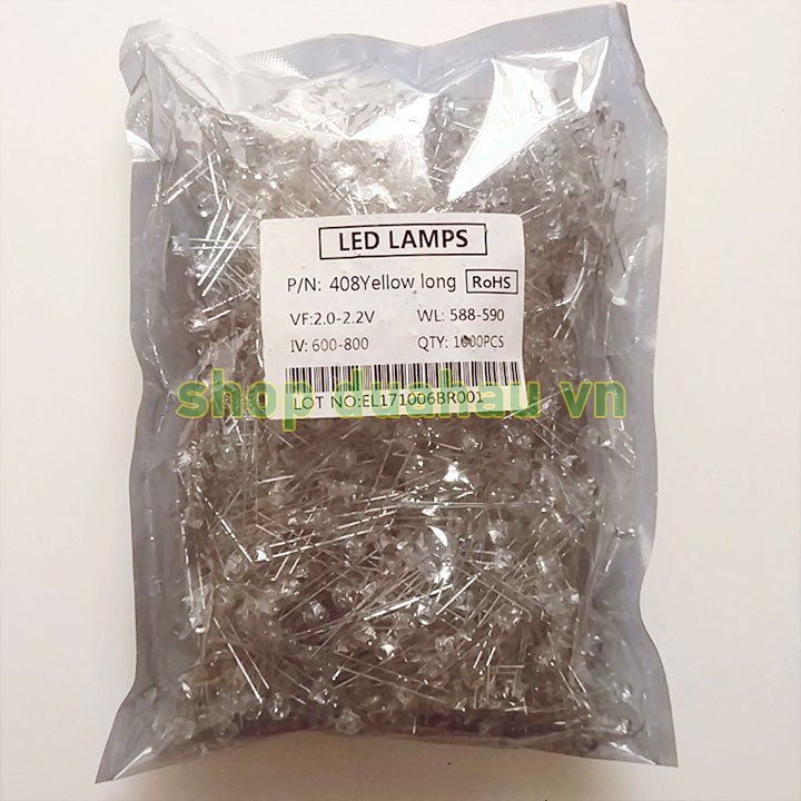 [1.000 bóng led VÀNG] Led lùn đầu dù 5mm bóng trong