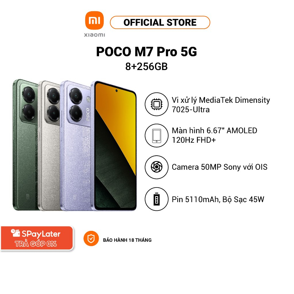 [VOUCHER 250K] Điện thoại POCO M7 Pro 5G (8+256GB) | Màn 6.67" AMOLED FHD+ | Camera 50MP | MD 7025-Ultra | BigBuy360 - bigbuy360.vn