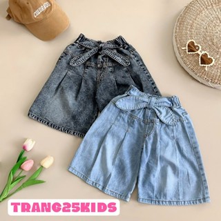  Quần Jean Bé Gái LỬNG ống rộng thắt nơ eo - Trang25kids-chính hãng Sunmoon 