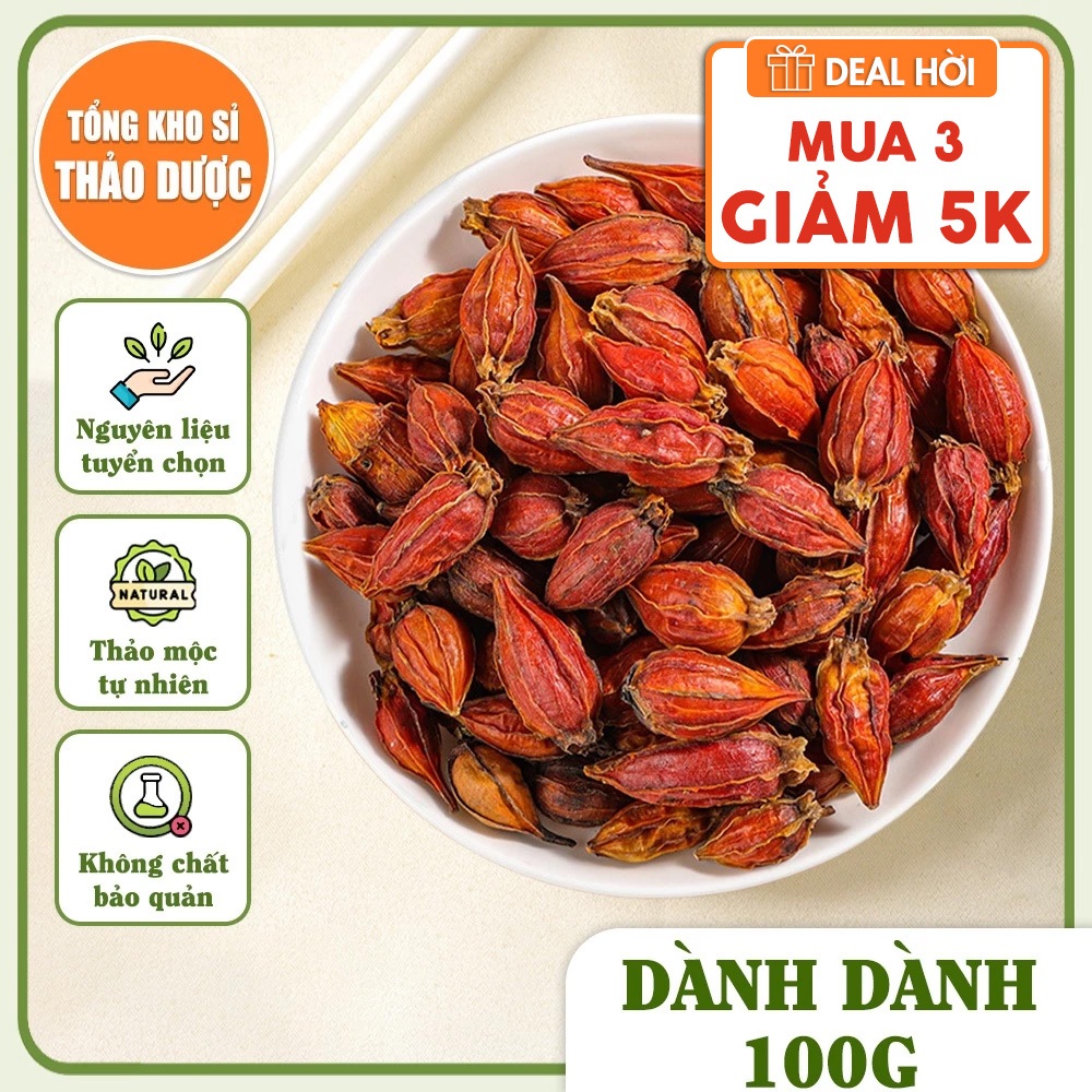 Quả dành dành khô 100g, hạt dành dành, tạo màu vàng tự nhiên cho món, làm bánh, nấu xôi, thạch, mứt