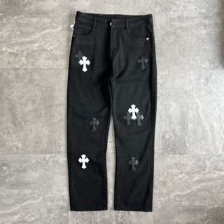  Quần jeans Chữ Thập Leather B066 Buivintage Full thêu da phom đứng hách dáng. 