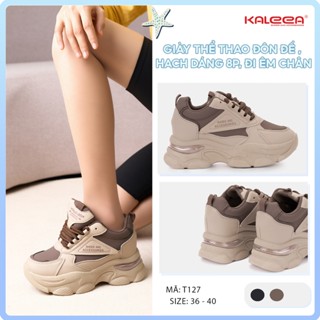 Kaleea T127 - Giày thể thao nữ đi hack dáng êm chân Sneaker độn đế cao 8p, chất da mềm
