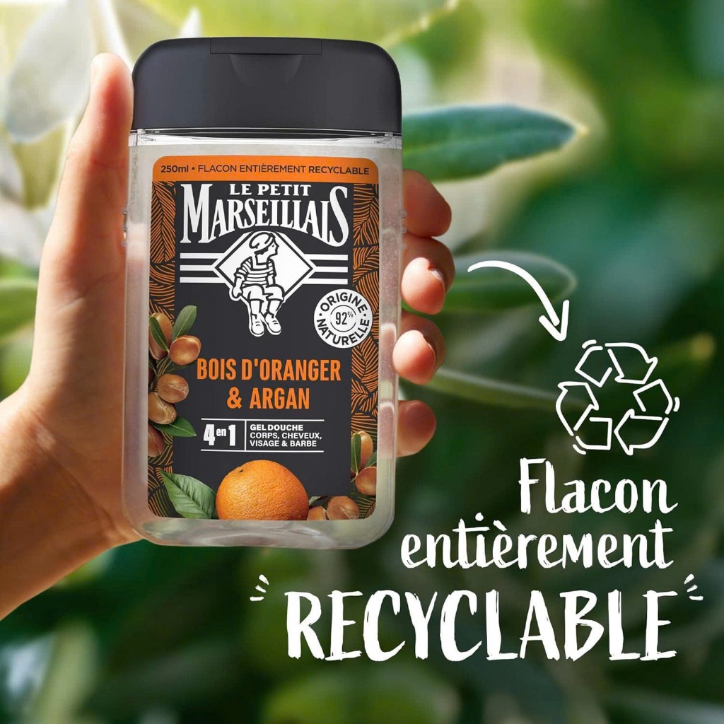 Sữa Tắm Gội Nam Hữu Cơ 92% Le Petit Marseillais Pháp 250ml 4in1 Với Hương Thơm Nam Tính