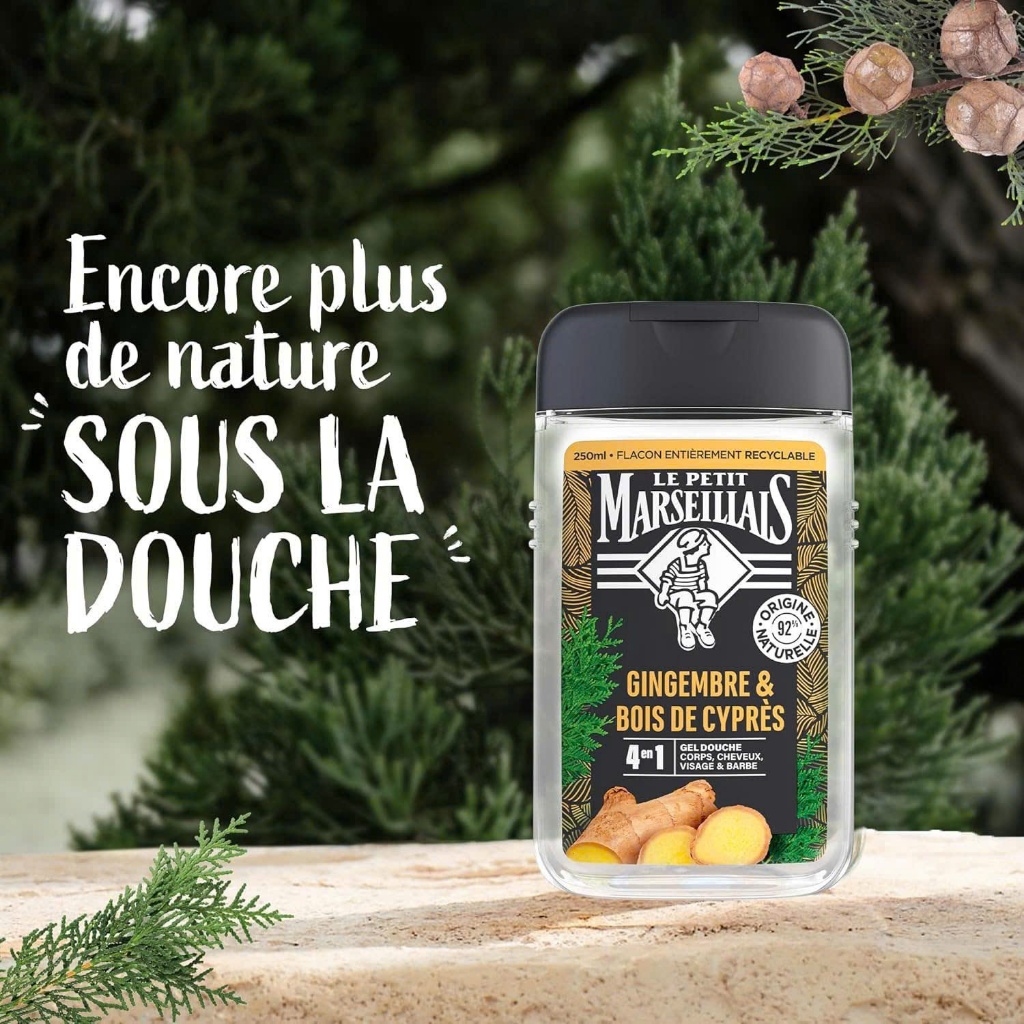 Sữa Tắm Gội Nam Hữu Cơ 92% Le Petit Marseillais Pháp 250ml 4in1 Với Hương Thơm Nam Tính