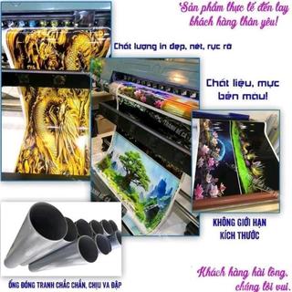 Tranh decal hồ cá_nhiều kích thước , mẫu sơn thủy nước non hữu tình đẹp mắt , tranh in UV sắc nét