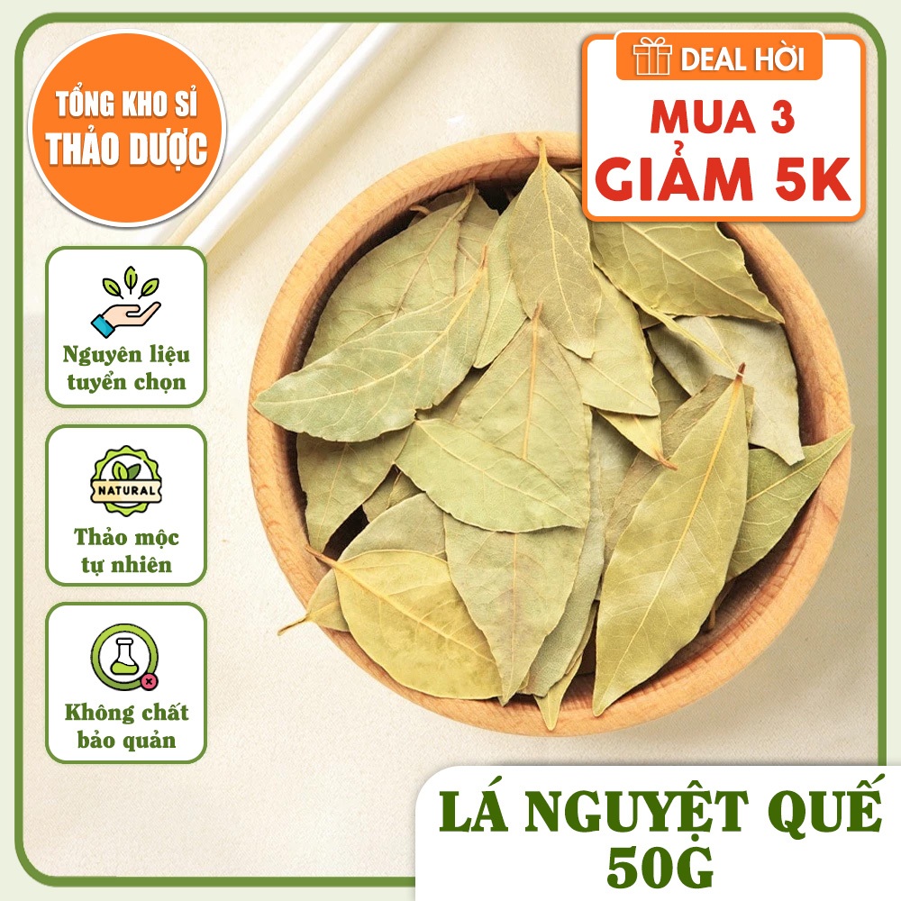 Lá nguyệt quế 50g, lá thơm bay leaf, gia vị nấu ăn, trang trí, xông nhà, khử mùi, tốt cho tiêu hóa